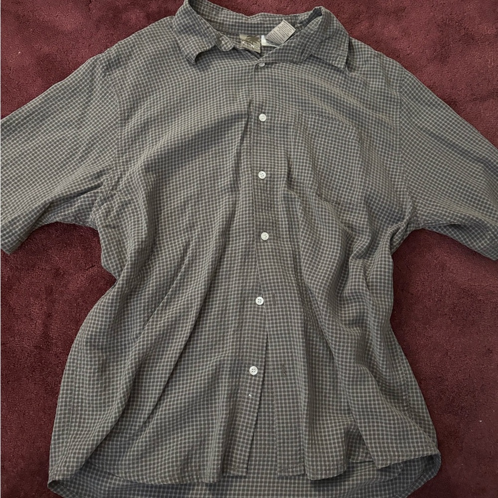 OP Men's Gray Plaid Button Down Shirt